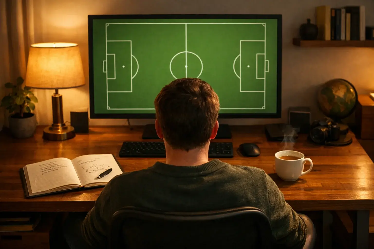 Analytiker gennemgår data fra en Superliga-kamp