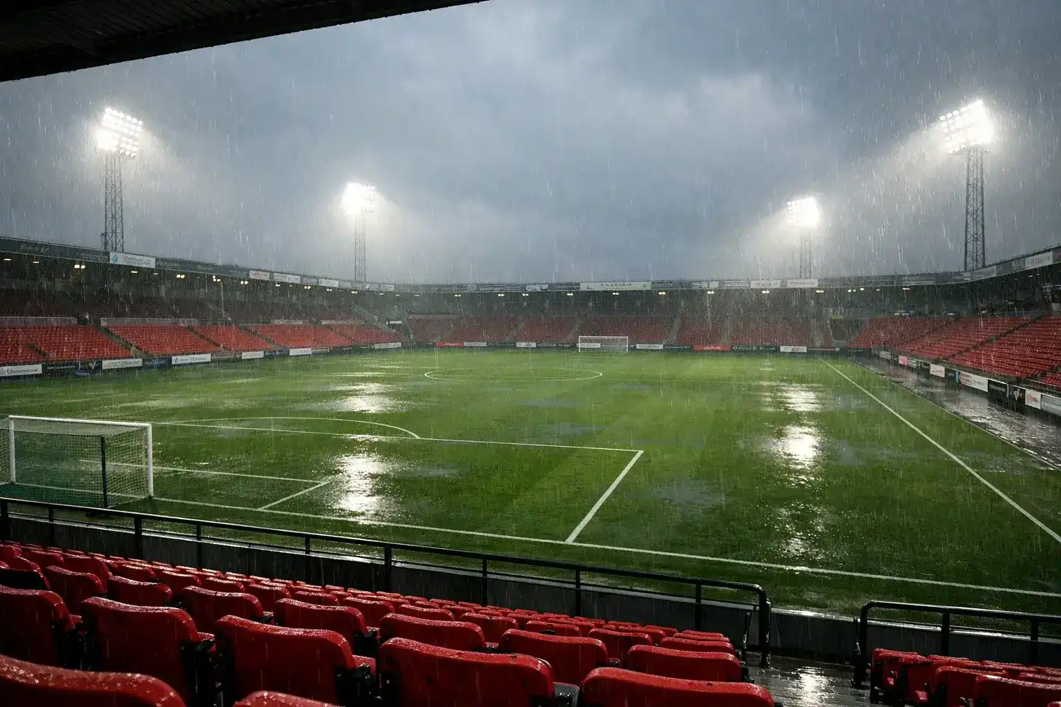 Fodboldkamp under forskellige vejrforhold i Danmark